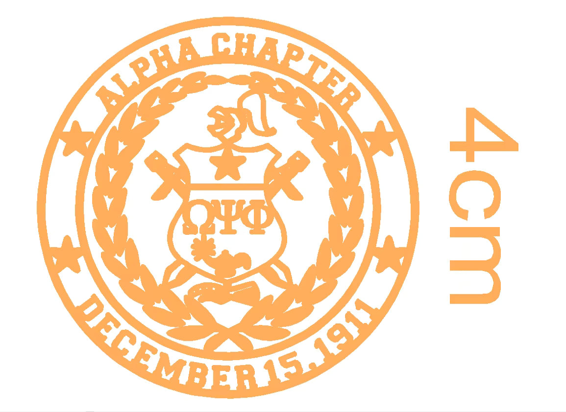 Alpha Chapter custom logo pin in gold, 4cm