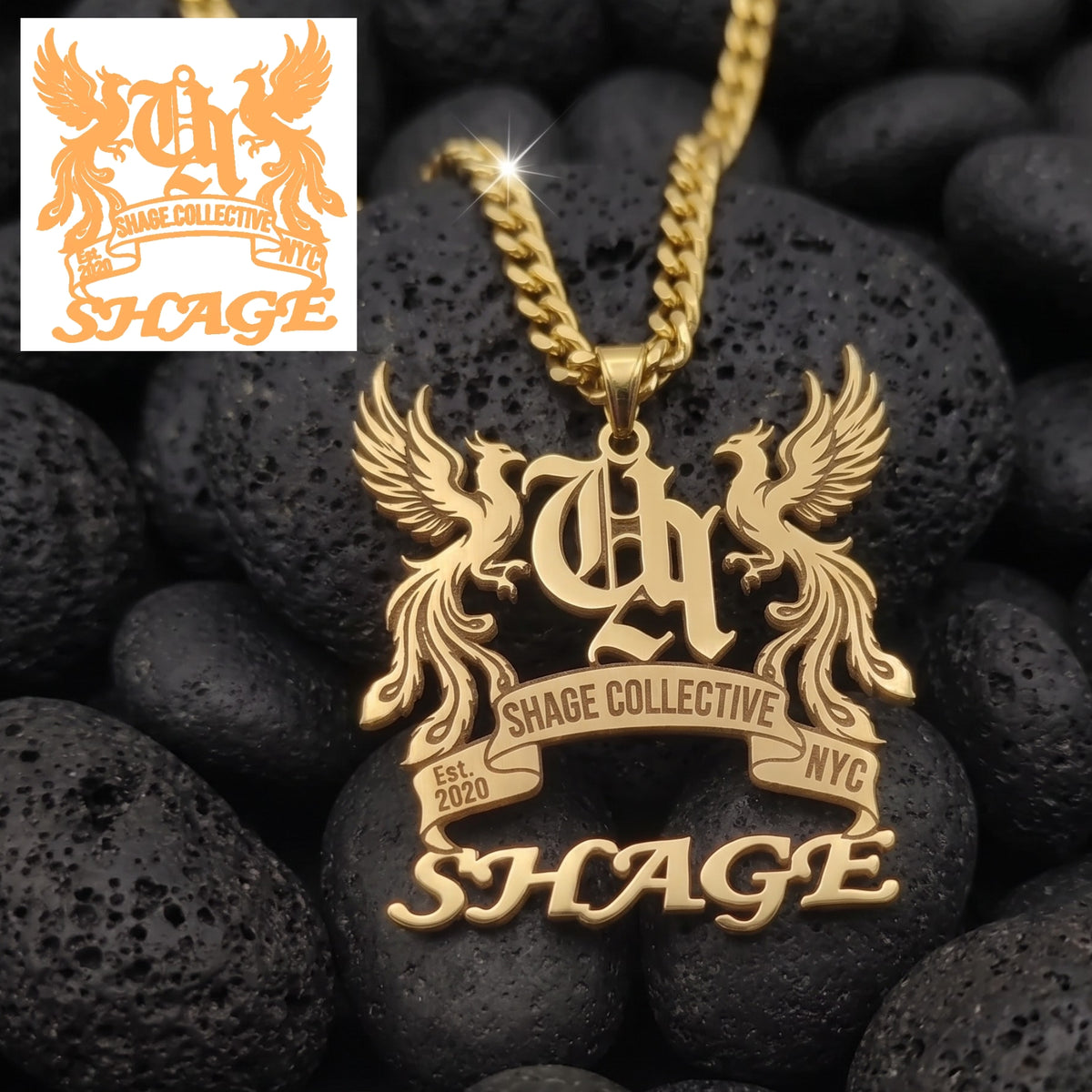 Custom logo pendant necklace in polished stainless steel