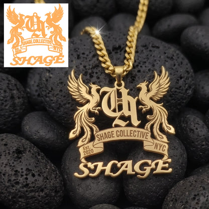 Custom logo pendant necklace in polished stainless steel