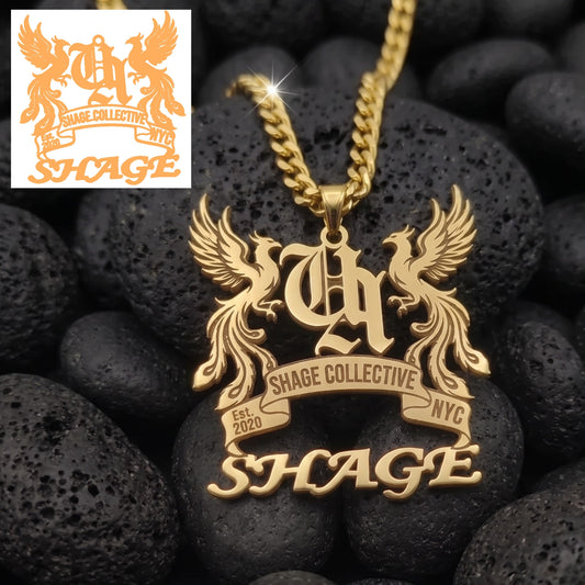 Custom logo pendant necklace in polished stainless steel