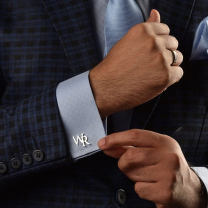 Custom initial cufflinks in luxury gift box for wedding