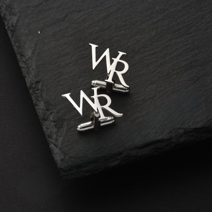 Custom cufflinks pair displayed on dark background