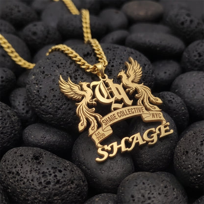 Custom engraved logo necklace detail view